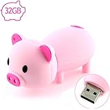 AreTop Flash Drive 32GB Pen Drive USB2.0 Cute Cartoon Miniature Pink Piggy Shape Memory Stick Swivel Thumb Drives for Date Storage Gift for School Students Kids Children Teacher Collegue Employees