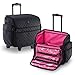 KIOTA Makeup Artist Case on Wheels, Soft Cosmetic Case with Trolley and Removable Storage Pockets for Beauty Products, Side Compartments with Zippers, Midnight Black