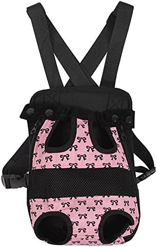 Nylon Small Dog Carrier Backpack Head Out Cat Pet Puppy Travel Bag Tote (M size, Pink ribbon)
