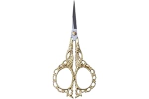 NOVAL Professional Vintage European Stainless Steel Scissors for Nail Art, Stickers & Decorations (Golden)