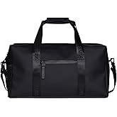 RAINS Trail Gym Bag - Black Waterproof Sports Duffel Bag for Men and Women with Shoulder Strap, Carry Handles and Mesh Pocket for Training or Travel - 2 Year Warranty