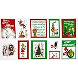 Kaufman How The Grinch Stole Christmas Merry Grinchmas Quilt Panel Multi Fabric By The Yard