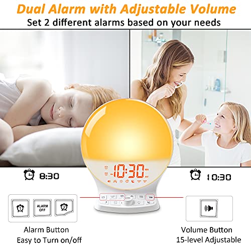Wake Up Light Sunrise Alarm Clock for Heavy Sleepers Adults, Light