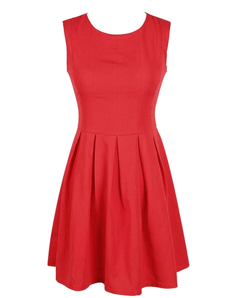 red fit and flare dress