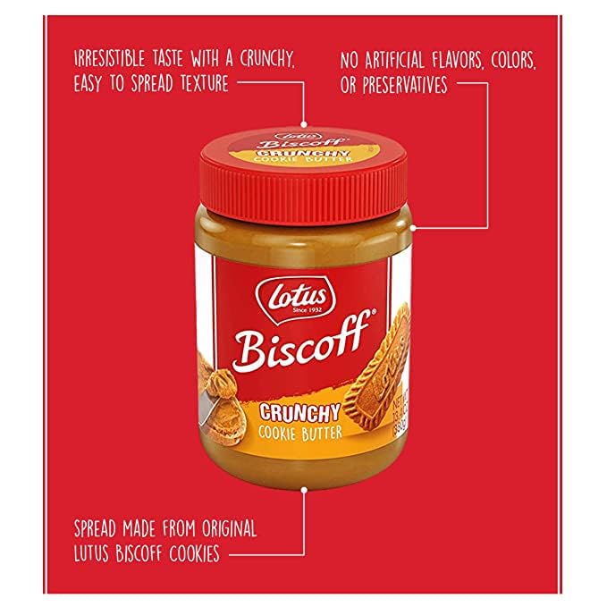 Lotus Biscoff Cookie Butter Spread, 1 Crunchy & 1 Creamy, non GMO
