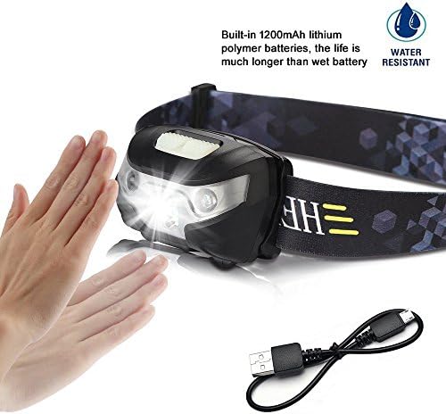 Tooniu LED Headlamp,Body motion sensor Headlamp Flashlight USB Rechargeable Portability Waterproof Super Bright for Running Reading, Outdoor and Children