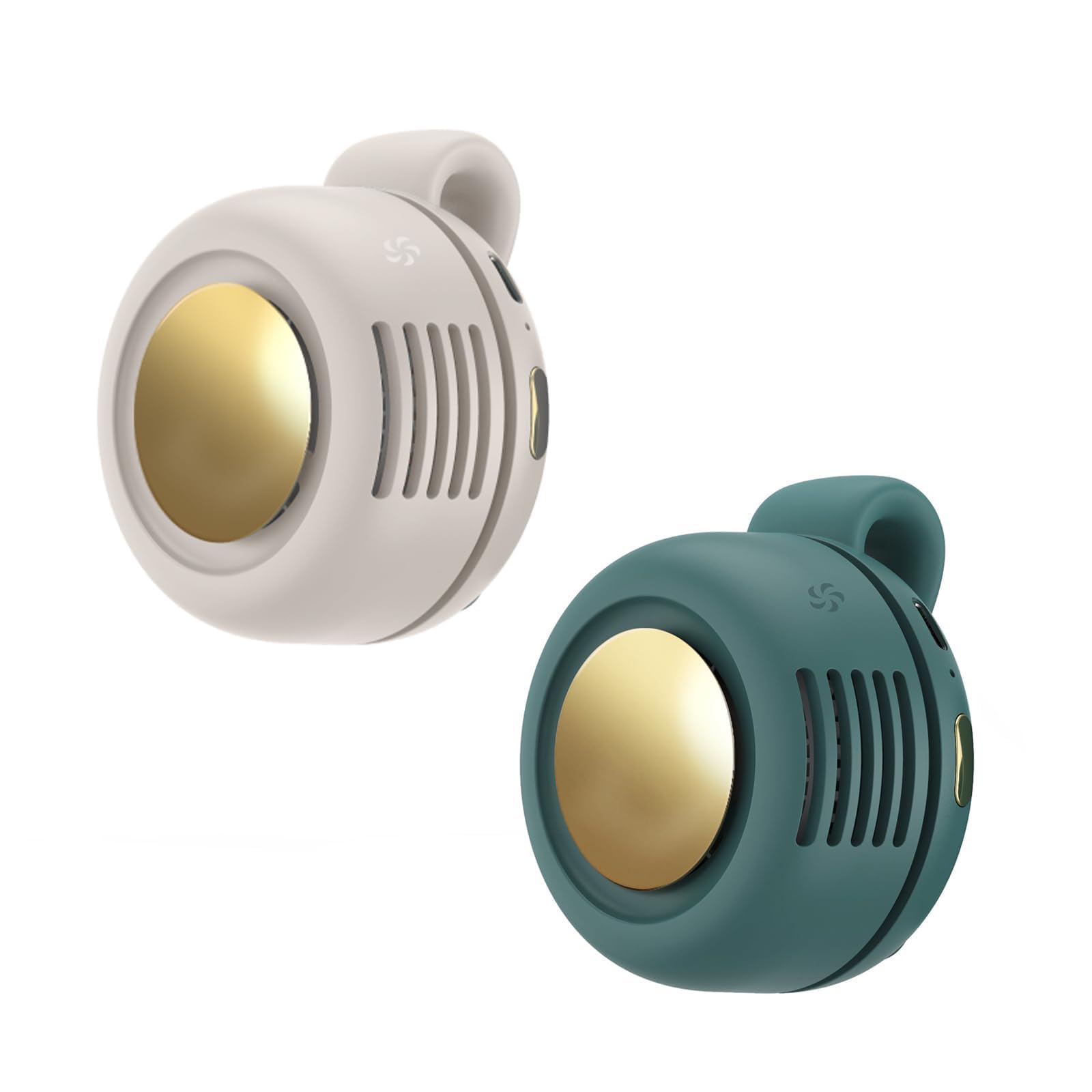 Ahuccf Portable Clip-On Fan, Mini USB Rechargeable 360° Rotatable Fan, 3-Speed Silent Mini Bladeless Fans (White and green)