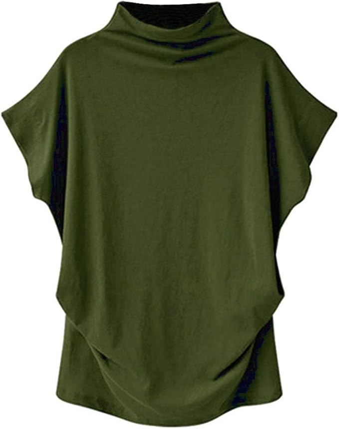 tee shirt col roulé femme manche courte