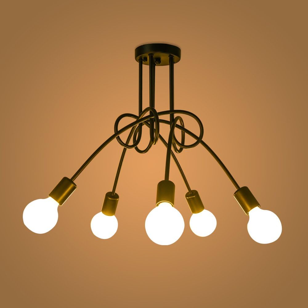 Oyipro Vintage Deckenleuchte 5 Flammig Deckenlampe Kronleuchter Licht Industriellampe E27 Lampenfassung Fur Wohnzimmer Schlafzimmer Esszimmer Flur Bar Cafe Restaurant Amazon De Beleuchtung