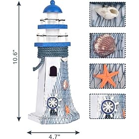 WOODEN NAUTICAL LIGHTHOUSE ANCHOR WALL HANGING ORNAMENT, NAUTICAL LIFE RING WALL AND DOOR HANGING ORNAMENT PLAQUE (white… 5181SrgemUL