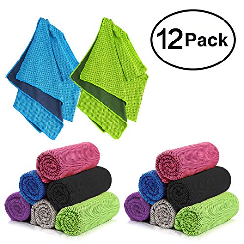 DARUNAXY 4pack Evaporative Cooling Towels 40″x12″,Snap Cooling Towels for Sports, Workout, Fitness, Gym, Yoga, Pilates, Travel, Camping and More (12 Mix Color)