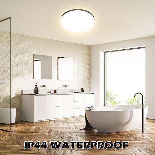 OUILA LED Ceiling Light 24 W [2 Pieces], Ceiling Lamp 4000 K 2000 LM Bathroom Ceiling Light IP44 Waterproof Round Ø28 cm Modern LED Chandelier Ceiling Light for Bedroom, Kitchen, Living Room