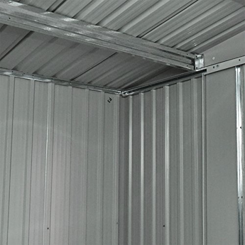 image for Tobbi 8' x 8' Outdoor Grey Steel Garden Storage Utility Tool Shed Back