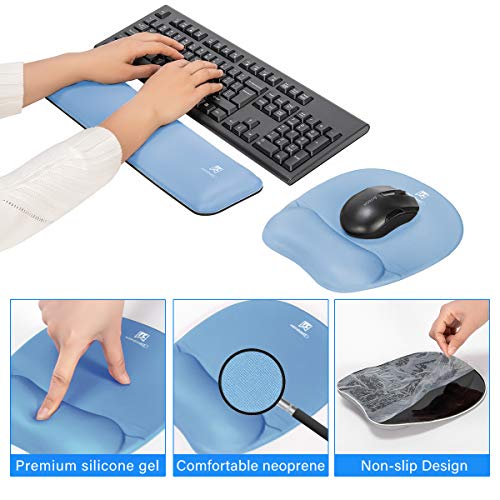 Memory Foam Set Keyboard Wrist Rest Pad & Mouse Wrist Rest Support,Ergonomic Design for Office,Home Office,Laptop,Desktop Computer,Gaming Keyboard - Blue
