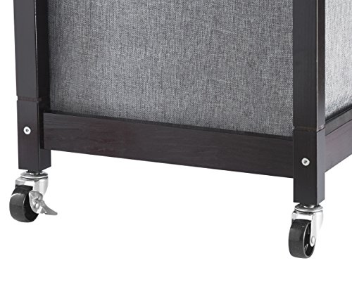 Best Music Posters Foldable 3 Basket Wooden and Fabric Laundry Sorter Cart with Wheels