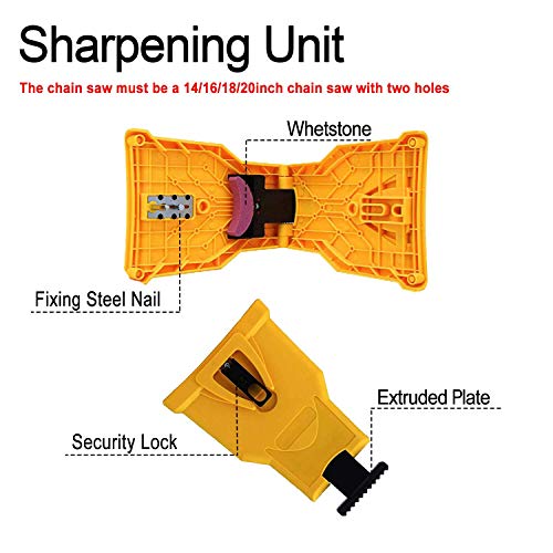 Chainsaw Teeth Sharpener, Universal Chainsaw Sharpener Fast Sharp Sharpening Stone Grinder Tool Fit for 14" 16" 18" 20" Two Hole Chain Saw Blade Sharpener