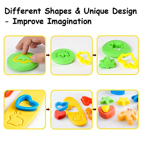 Deardeer Clay Dough Tool Mold Cutters for Kids Various Shapes Modeling Dough Clay Party Pack Mega Tool Playset - 44 Pieces
