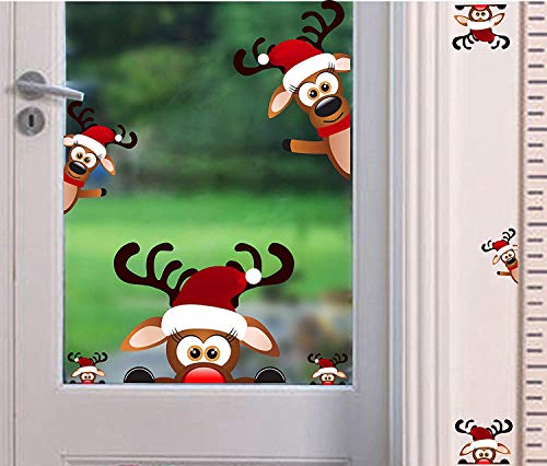 Christmas Reindeer Wall Decal ，Lovely Christmas Wall Sticker for Kids Room Decoration，Window Cling Decal，Christmas Home Decals (9 pcs) - Thumbnail 6