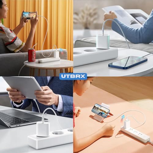 UTBRX Carregador 25w Turbo Compativel c/I.Phone 8 X Xr 11 12 13 14 Pro Max Fonte USB C Homologado Cor Branca Premium