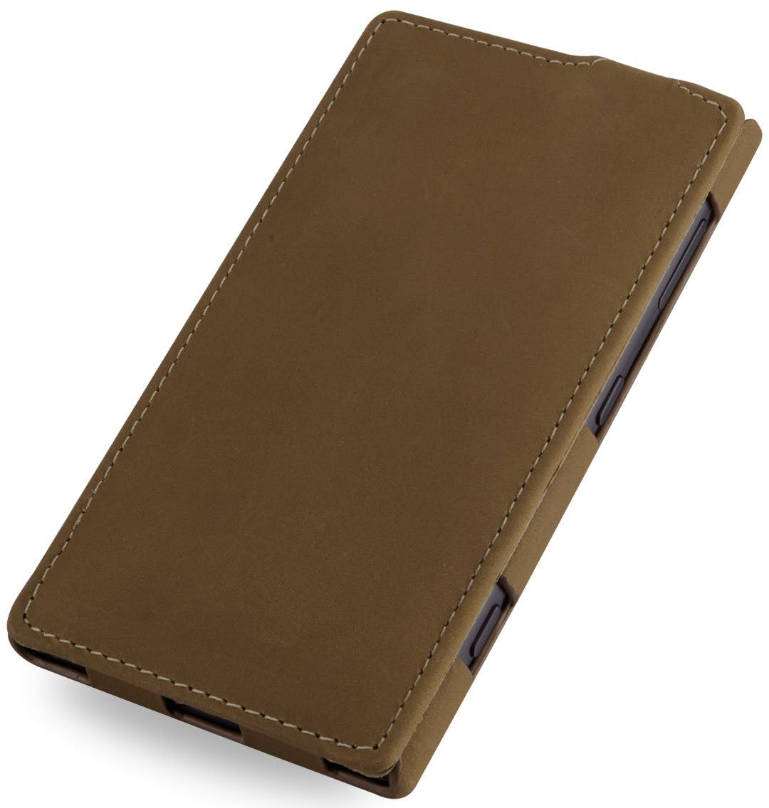 StilGut UltraSlim Genuine Leather Case for Nokia Lumia 1020, Old Style Camel Brown
