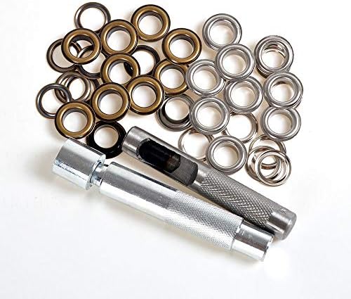 ifsecond New Eyelet Punch Die Tool Set Kits +20 Sets Eyelet with Washer For Leather Craft Clothing Grommet Banner (1800#-18mm)