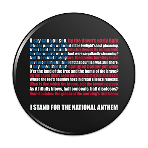I Stand USA National Anthem Star-Spangled Banner American Flag Patriotic Pinback Button Pin Badge - 2.25