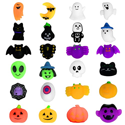 24 PCS Halloween Mochi Squishy Toys Squishies Halloween Toys for Kids Girls Boys Halloween Party Favors Halloween Treat Bags Gifts