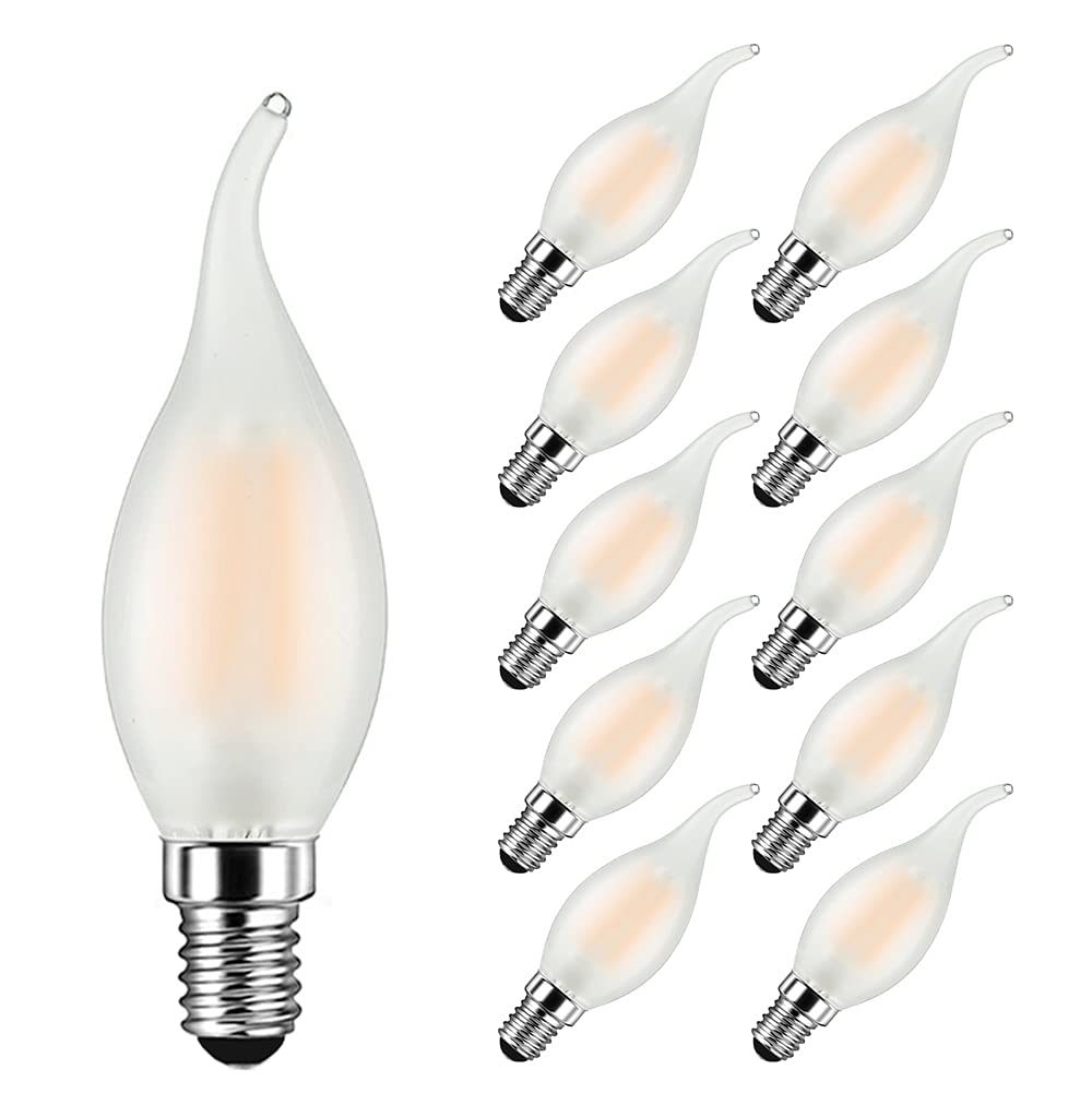 MAYCOLOR E14 Candle Light Bulbs 4W Equivalent to 40W, Warm White 2700K, 400Lumen, Small Edison Screw LED Bulbs for Chandeliers, Crystal Chandeliers, Frosted Glass, Non-Dimmable, 10-Pack