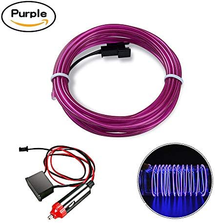 HopeU5® 5m EL Wrie Neon Light Glowing Strobing Automotive Light Flexible EL Rope Neon Sign Waterproof LED Strip With Controller Indoor Car Decorations(Purple)