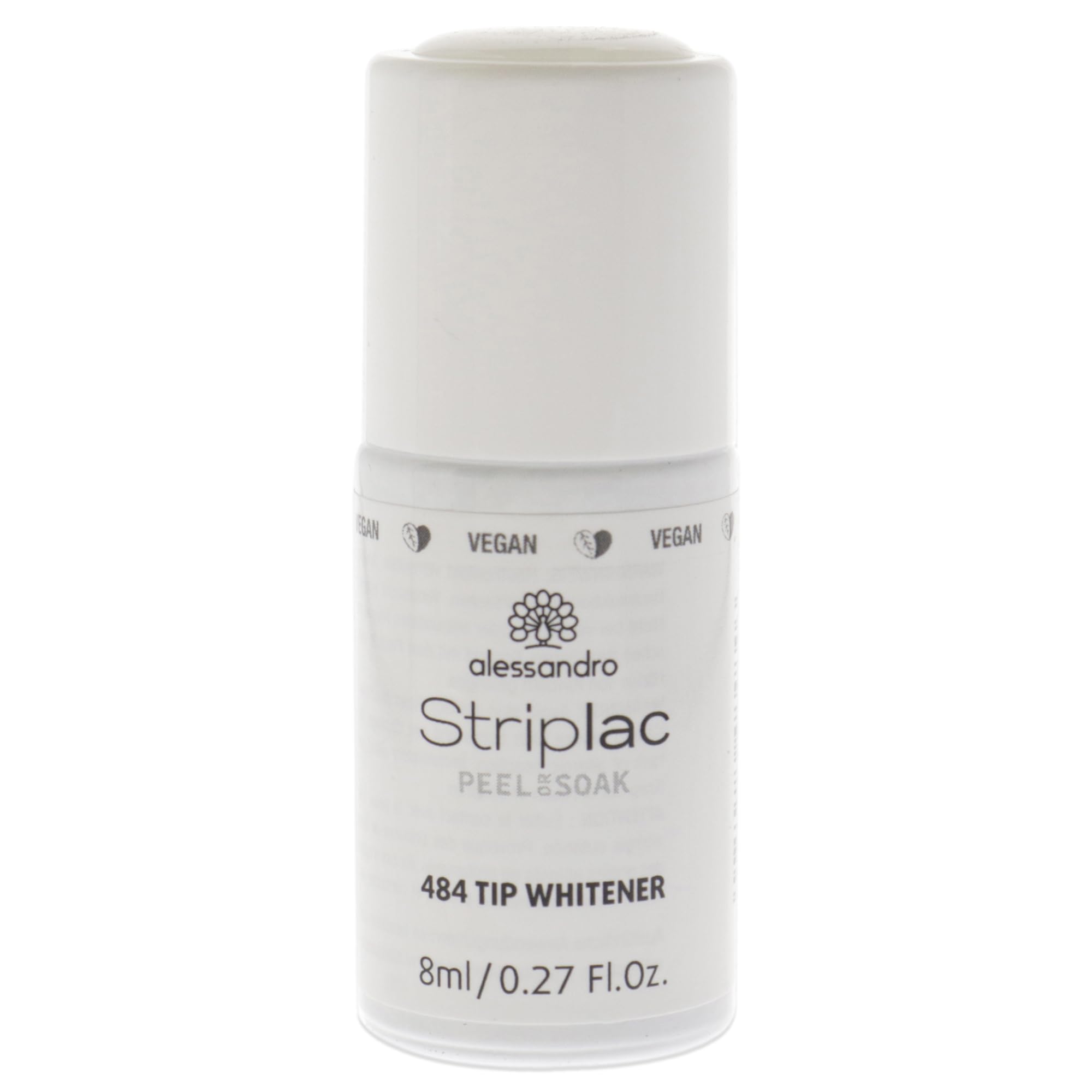 alessandro Striplac Peel or Soak Vegan Tip Whitener - White LED Nail Polish for Classic French Nails - For Perfect Nails in 15 Minutes 8ml