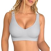 OQQ Womens Seamless Everyday Bra No Underwire Comfort Push Up Bras V Neck Soft Wireless Bralette Full Coverage Sport Bra