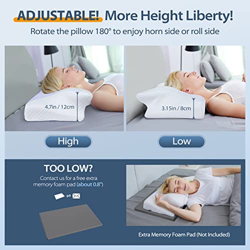 HOMCA Cervical Memory Foam Pillow, Orthopedic Neck Support Pillow, Ergonomic Pillows for Side and Back Sleepers