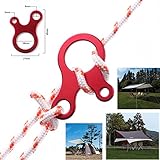 Shimmery Aluminum Guyline Cord Adjuster for Tent Camping Hiking Backpacking Picnic Shelter Shade Canopy Three-hole Mountain Guy Line Adjuster Outdoor Activity in Red (6 Pack 3 Hole Adjusters)