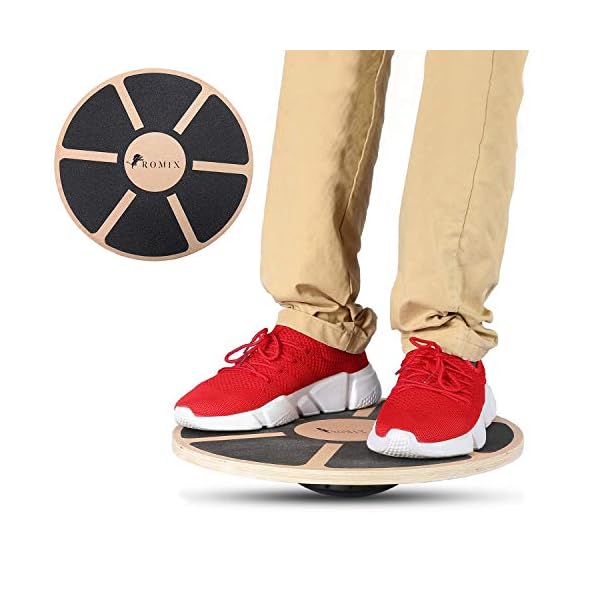 ROMIX® Wooden Balance Board, Wobble Board Training Physio 42cm Non-Slip Round Self Fitness Trainer Body Exercise Gym…