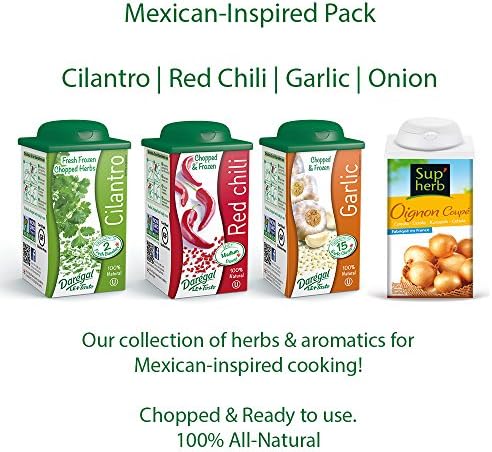 Daregal Fresh Frozen Chopped Herbs for Mexican Dishes: Cilantro, Garlic - 1.76 oz., Onion &amp; Red Chili - 2.65 oz.