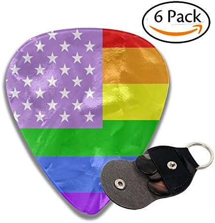 VisionToto Plectrums American Colorful Flag 351 Shape Fashion Medium Celluloid Guitar Pick Bass Piano 6 Pack