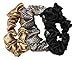 Slip Silk Large Scrunchies in Gold, Black, and Leopard - 100% Pure 22 Momme Mulberry Silk for Women - Hair-Friendly + Luxurious Elastic Set (3 Pieces)