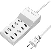 USB 10 Port Desktop Portable Charging Station, Suitable for Charging Multiple Devices simultaneously, Super Compatible with Mobile Phones, Tablets, Bluetooth Earphones, and Other USB Charging Devices