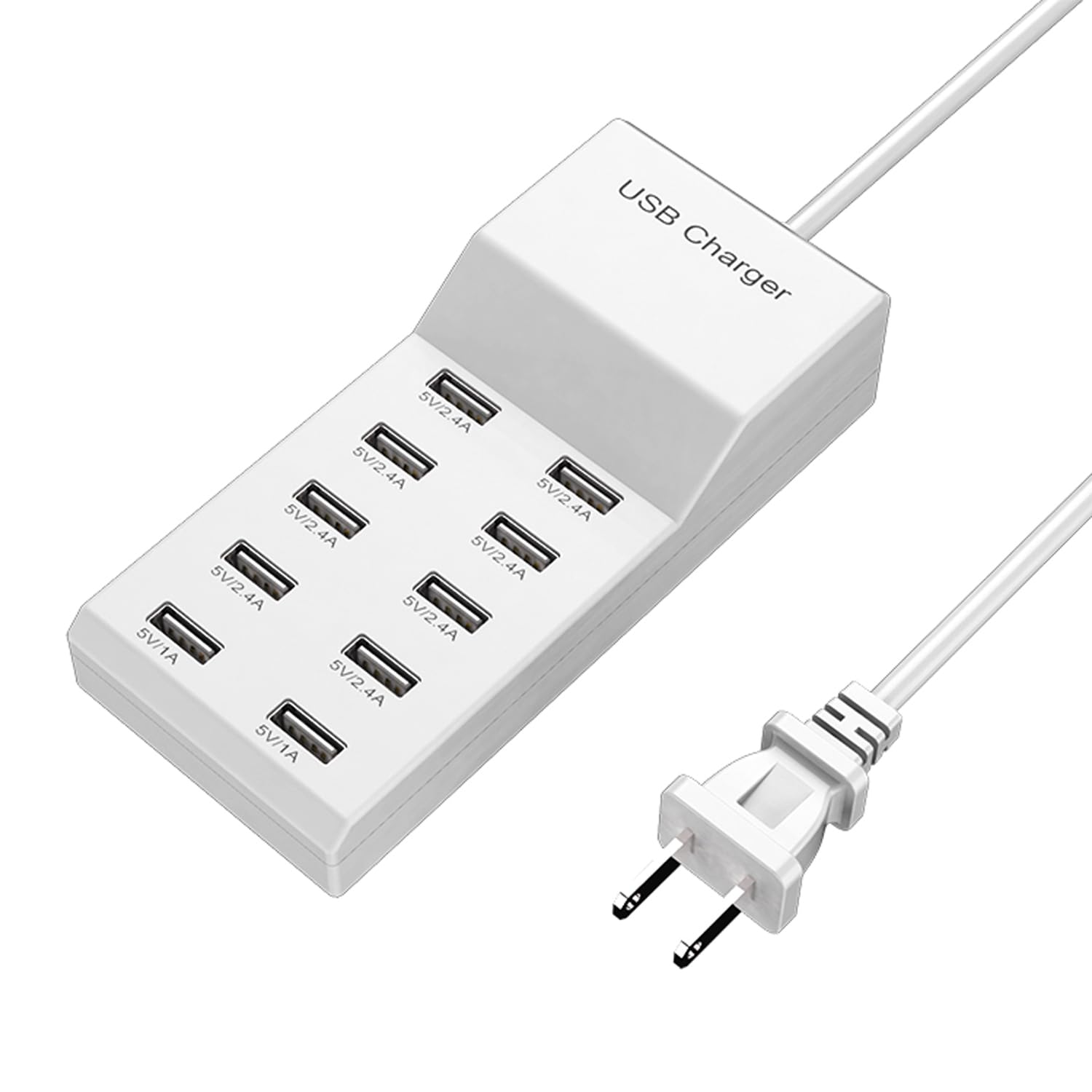 USB 10 Port Desktop Portable Charging Station, Suitable for Charging Multiple Devices simultaneously, Super Compatible with Mobile Phones, Tablets, Bluetooth Earphones, and Other USB Charging Devices