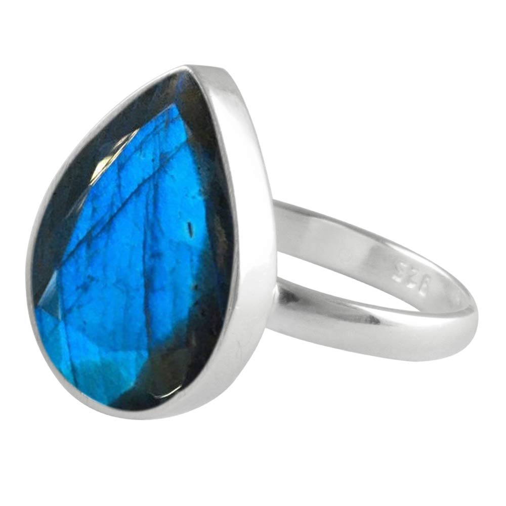 SURYAGEMS Genuine Pear Shape Faceted Labradorite