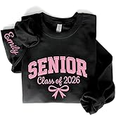POPPOP Personalized Embroidered Senior Sweatshirt, Class of 2026, Custom Graduation Shirt, School Shirt for Her