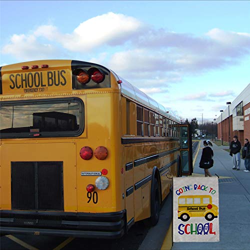 LOCOLO Going Back to School Garden Flag, Yellow School Bus Flag for School Days Decorative Double Sided Burlap Lawn Yard Flags