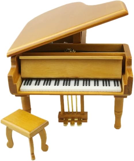 Amazon Com Sinzyo Wooden Anastasia Once Upon A December Wood Piano Shaped Music Box With Small Stool Creative Birthday Gift For Valentine S Day Home Kitchen