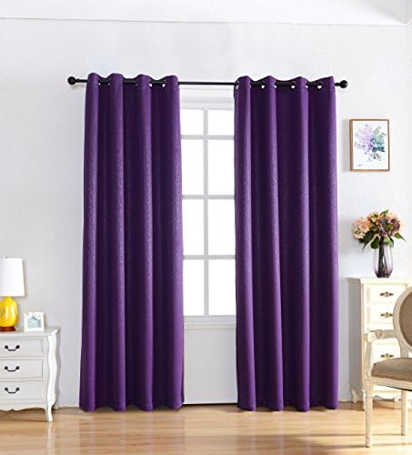 Taiser 84 Inch Length Super Soft Weave Home Decor Energy Smart Eyelet Short Curtains With Embossed 2 Panels Blackout Window Drapes for Bedroom / Dorm with 2 Free Tiebacks ( 52 by 84_inch, Black )