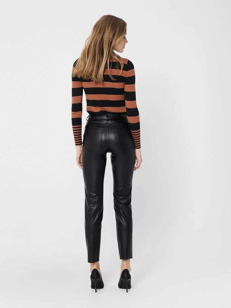 ONLY Women's ONLEMILY HW ST ANK Faux Leather PNT NOOS Trouser, Black, M/34 - Image 5