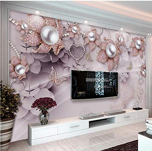Clhhsy ヨーロッパスタイルの高級ジュエリー花写真壁画壁紙リビングルームテレビソファ背景壁