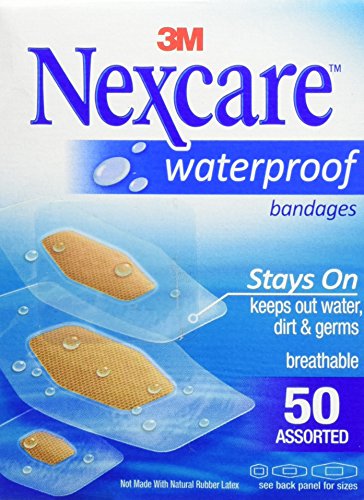 Nexcare waterproof clear bandage assorted sizes, 50-cou…