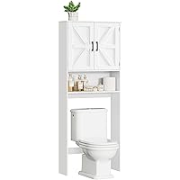 TEENFON Over The Toilet Storage Cabinet, Above Toilet Storage Cabinet with Adjustable Shelf, Taller Wooden Free Standing Bath