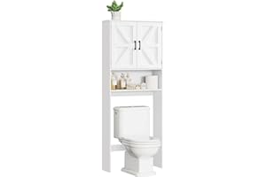 TEENFON Over The Toilet Storage Cabinet, Above Toilet Storage Cabinet with Adjustable Shelf, Taller Wooden Free Standing Bath