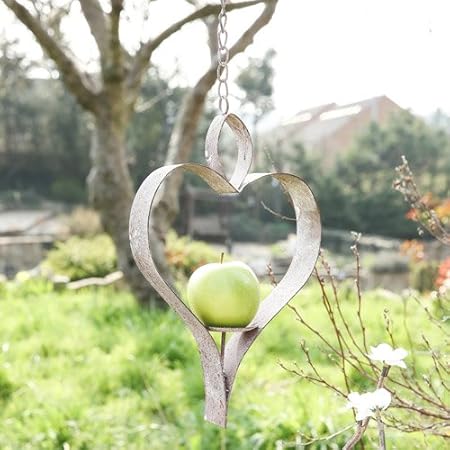 Unusual Distressed Heart Shaped Apple Bird Feeder Ideal For A